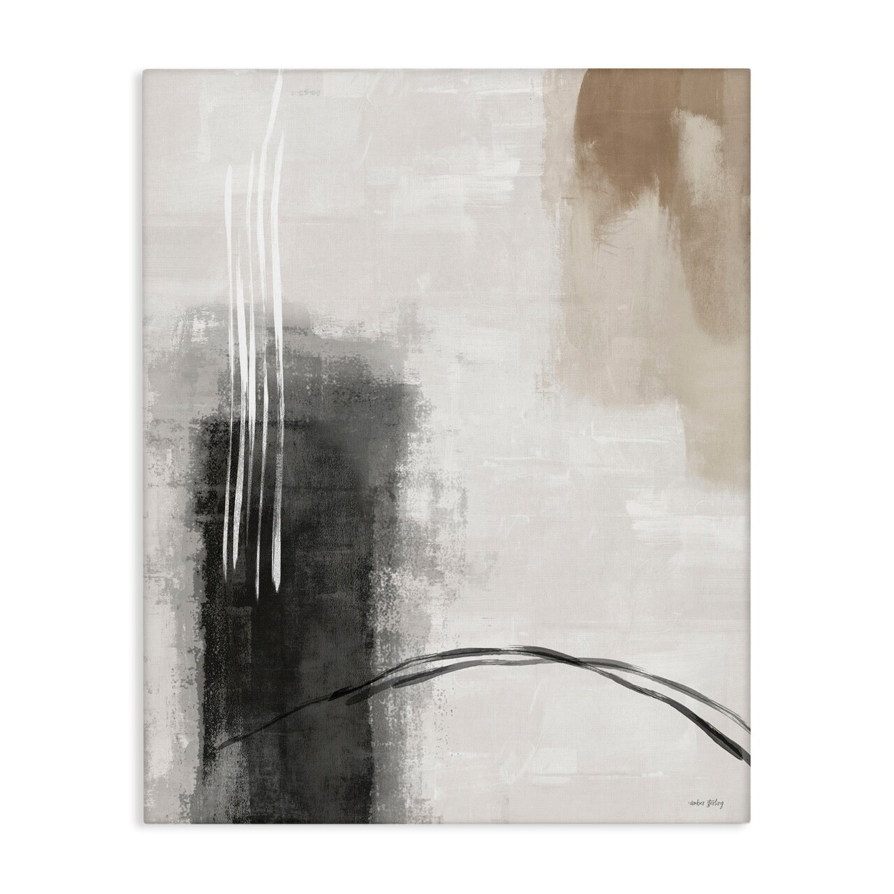 Stupell Industries Grey and Tan Simple Abstract Canvas, design by Amber Sterling